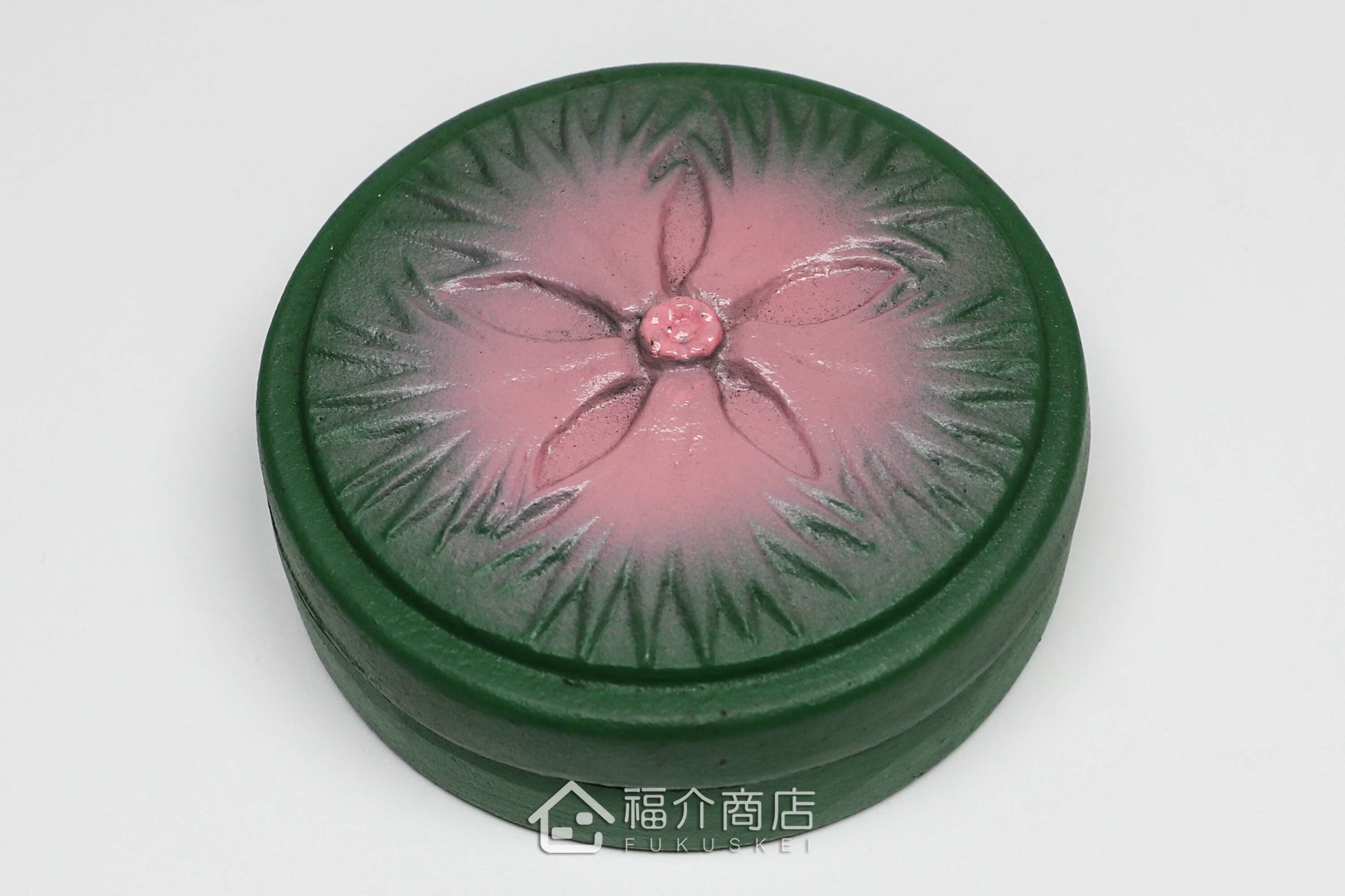 撫子花造型的朱紅色印泥盒