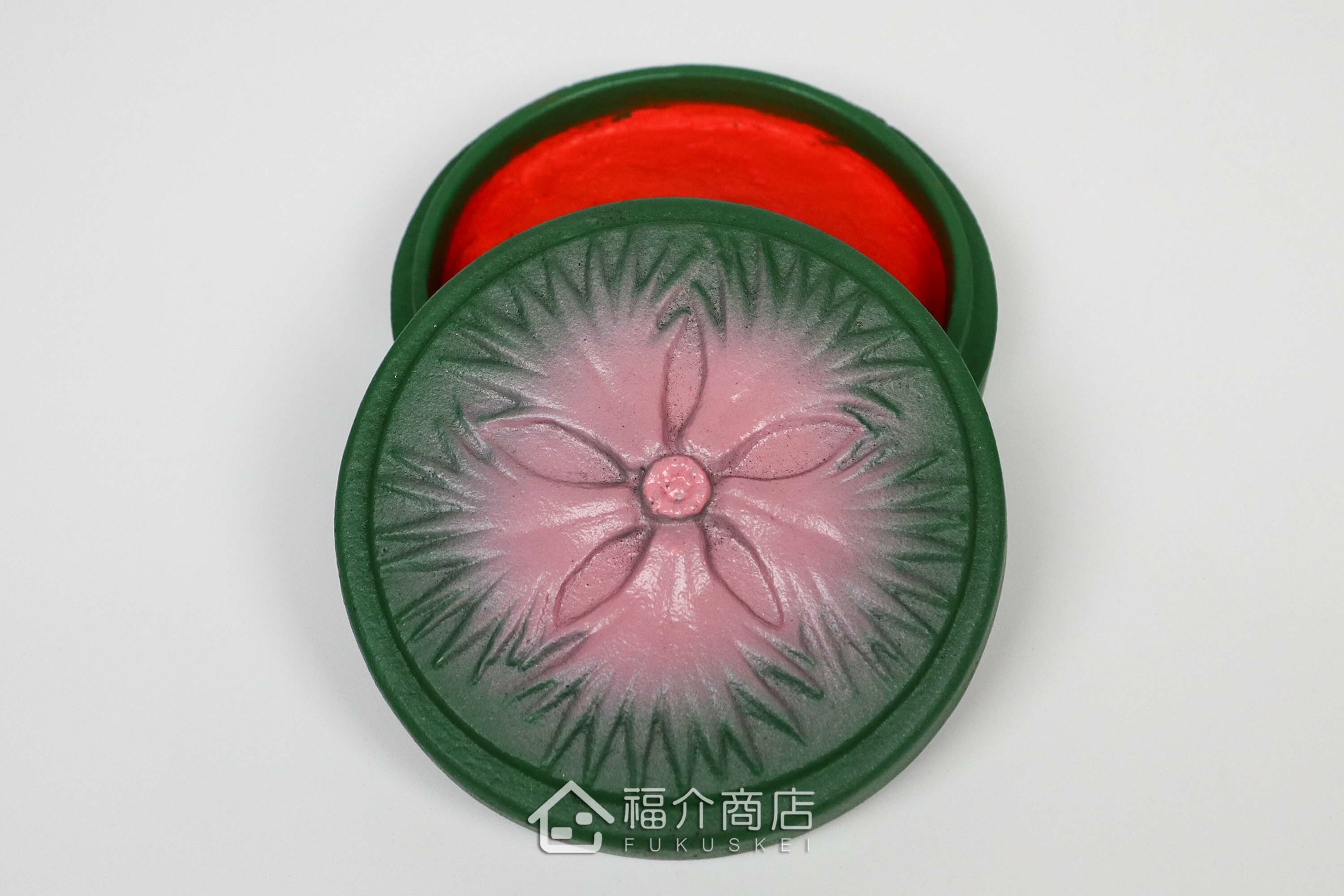 撫子花造型的朱紅色印泥盒