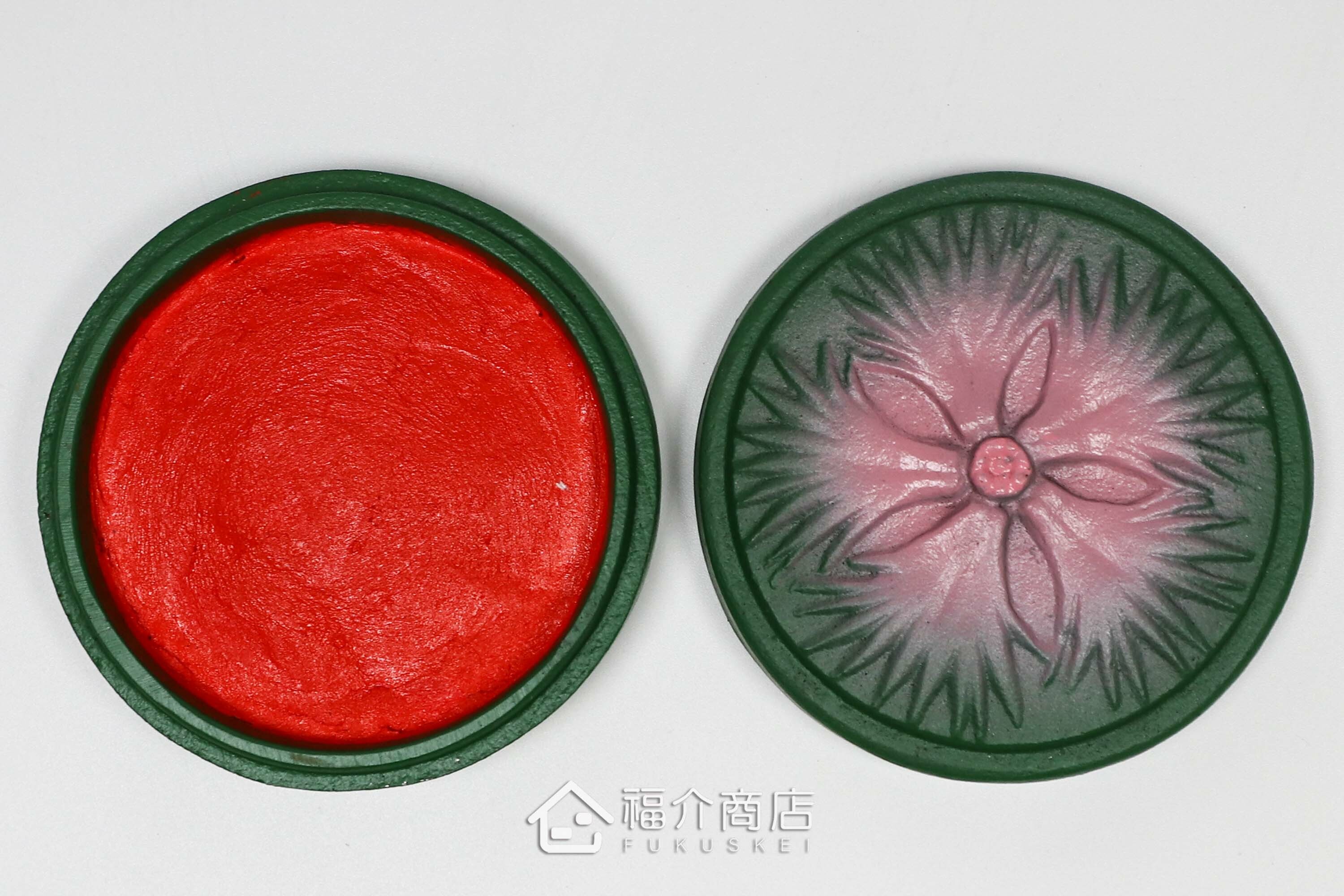 撫子花造型的朱紅色印泥盒