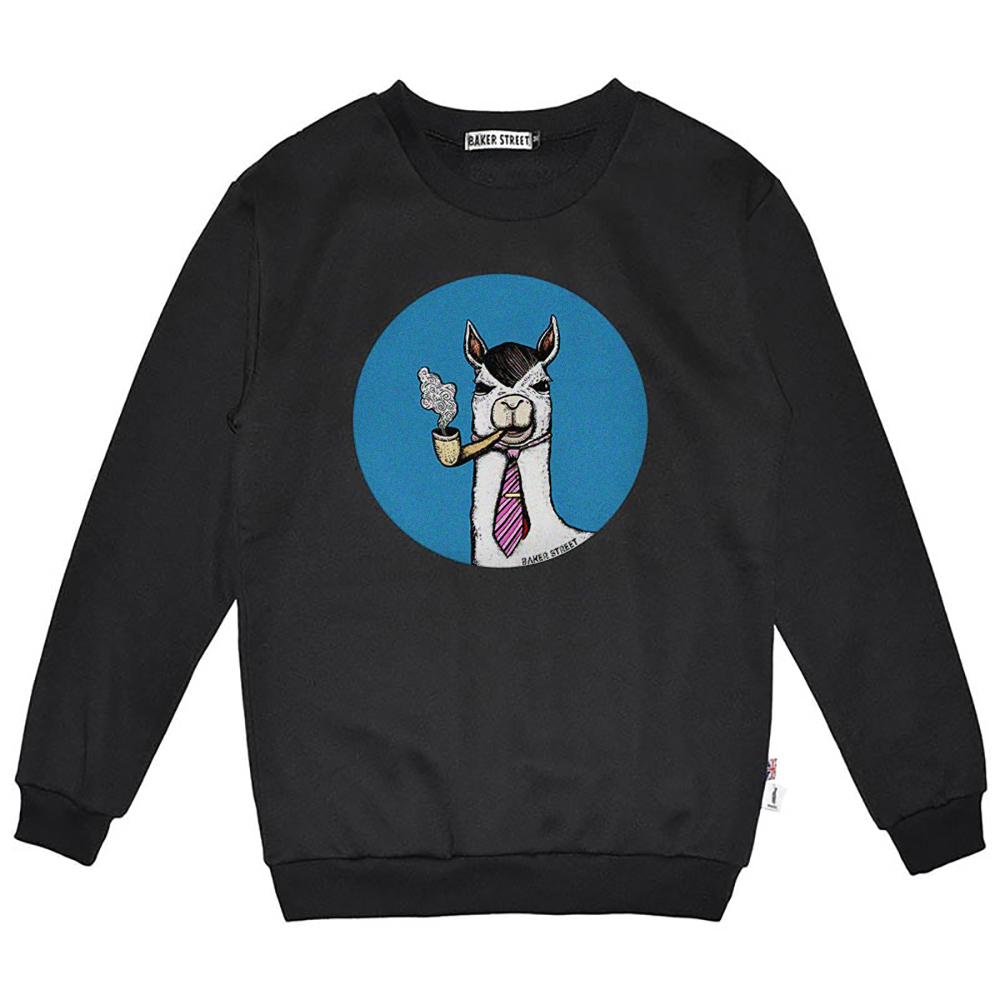 Smokin' Alpaca 藍圈煙斗 高磅數長袖圓T