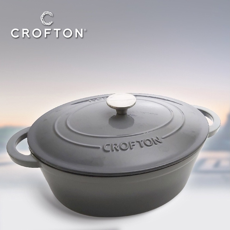 Crofton Enameled Cast Iron 6QT Taupe/Beige Dutch Oven/Stock Pot