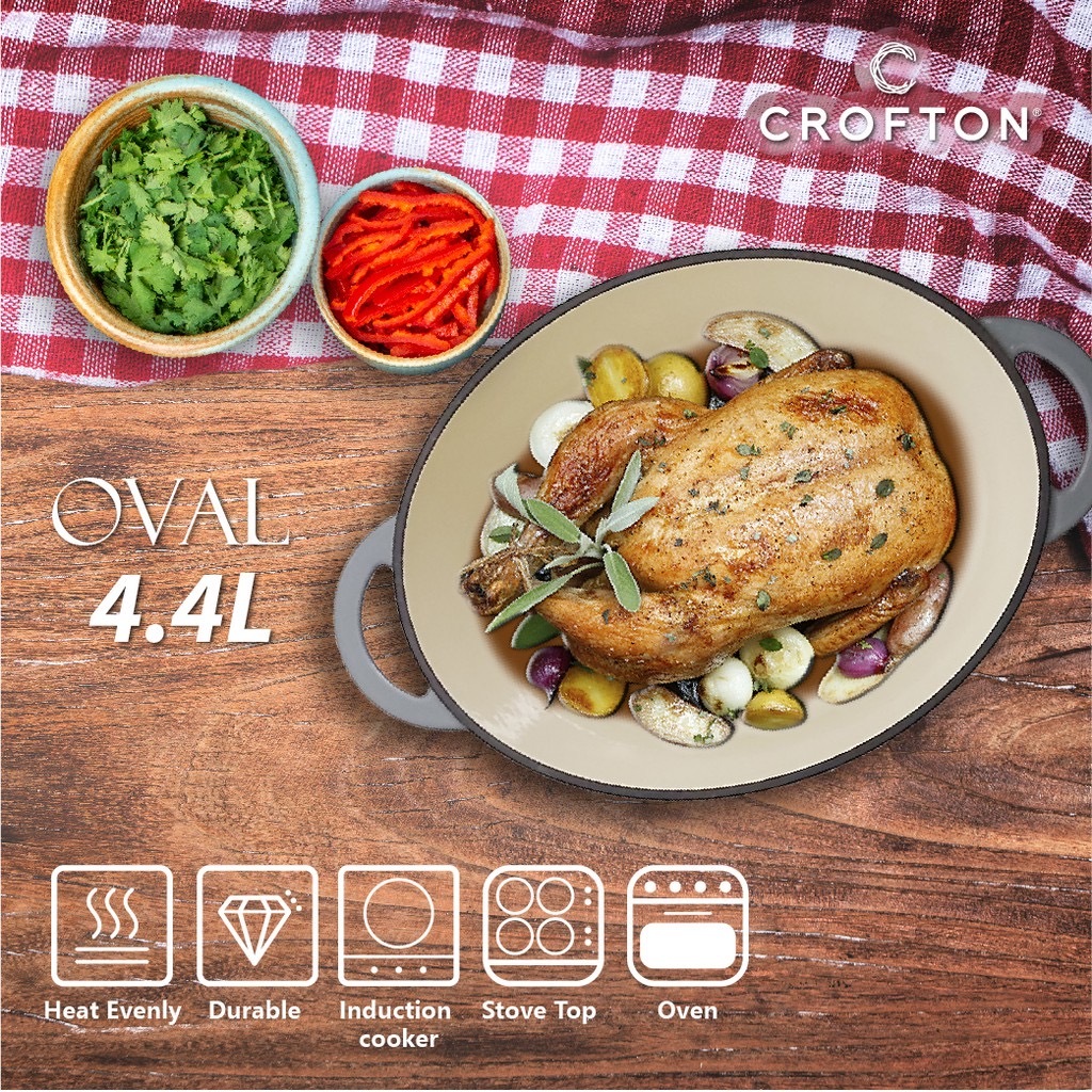 Crofton Porcelain Enameled Cast Iron French Oven Kitchen Cookware 4.4L