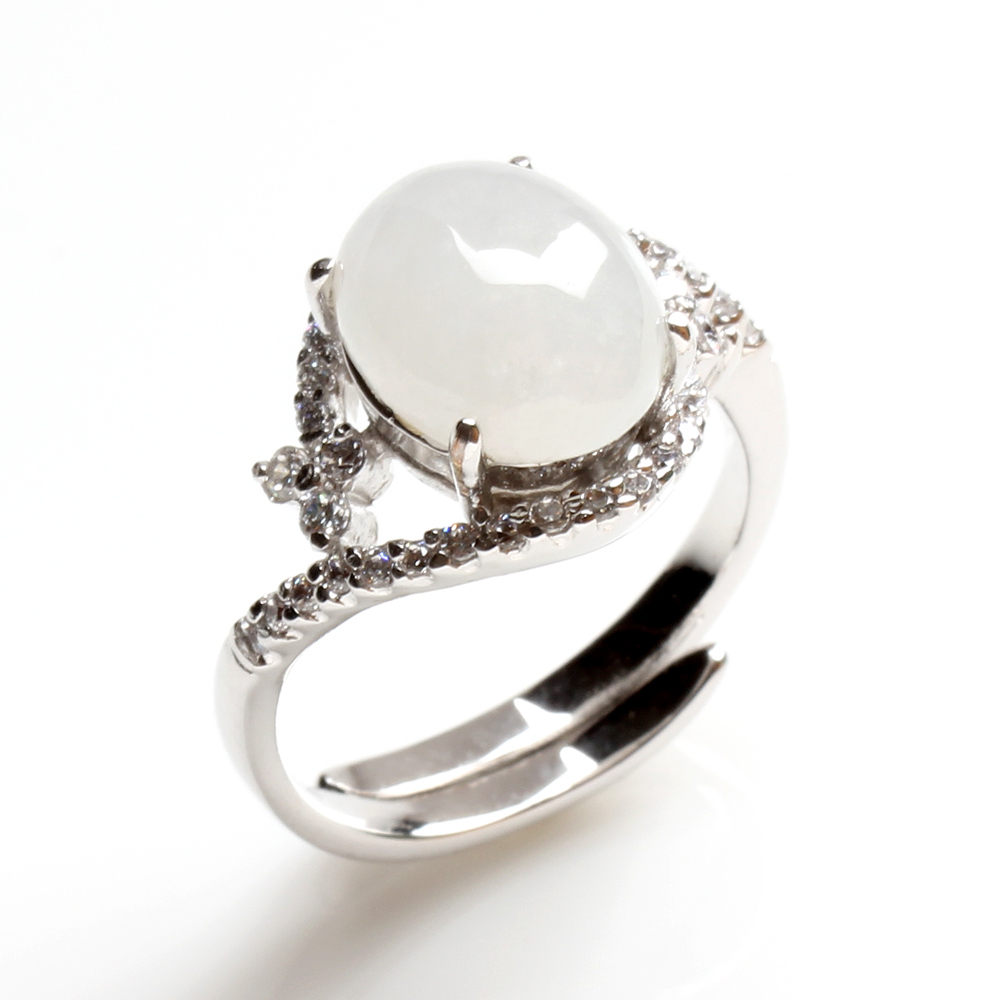 【雅紅珠寶】眉清目秀天然4克拉冰糯種白翡翠戒指-活圍設計-R0235