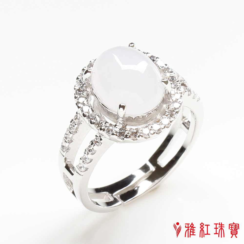 【雅紅珠寶】絲絲動人天然4克拉冰糯種白翡翠戒指-活圍設計-R0236