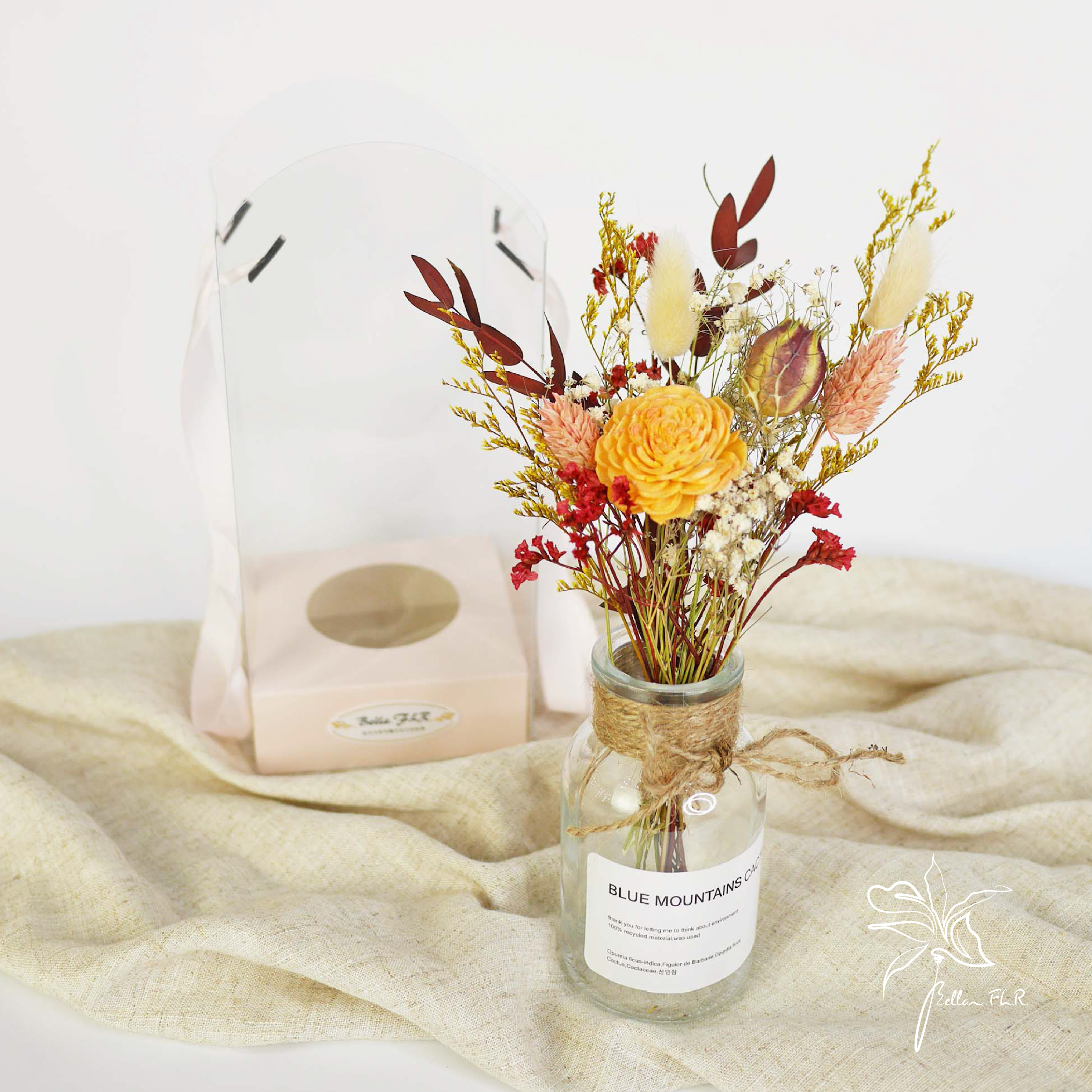 【心想事橙】乾燥花束玻璃瓶提盒