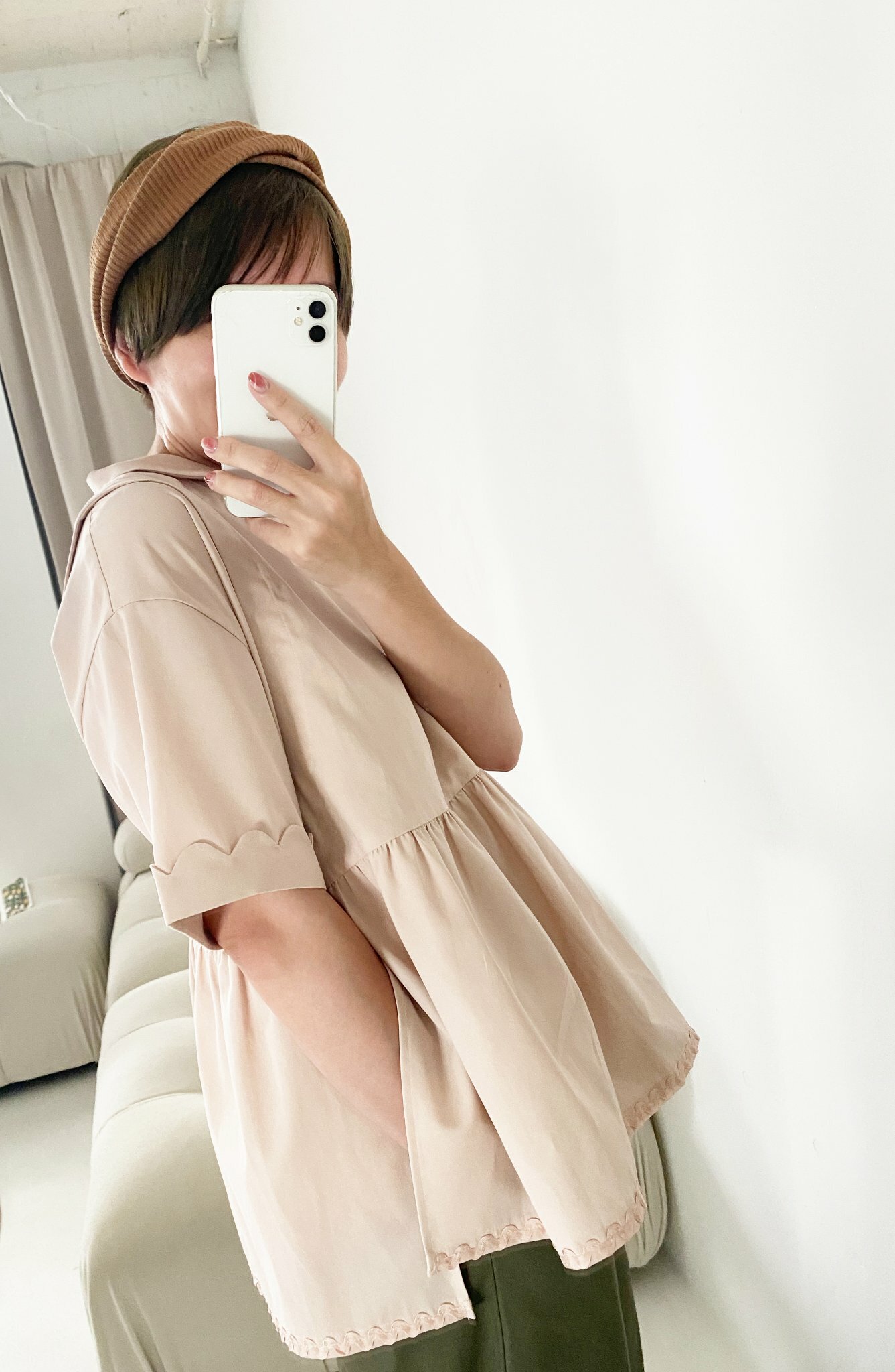 花珊瑚V口上衣-珊粉