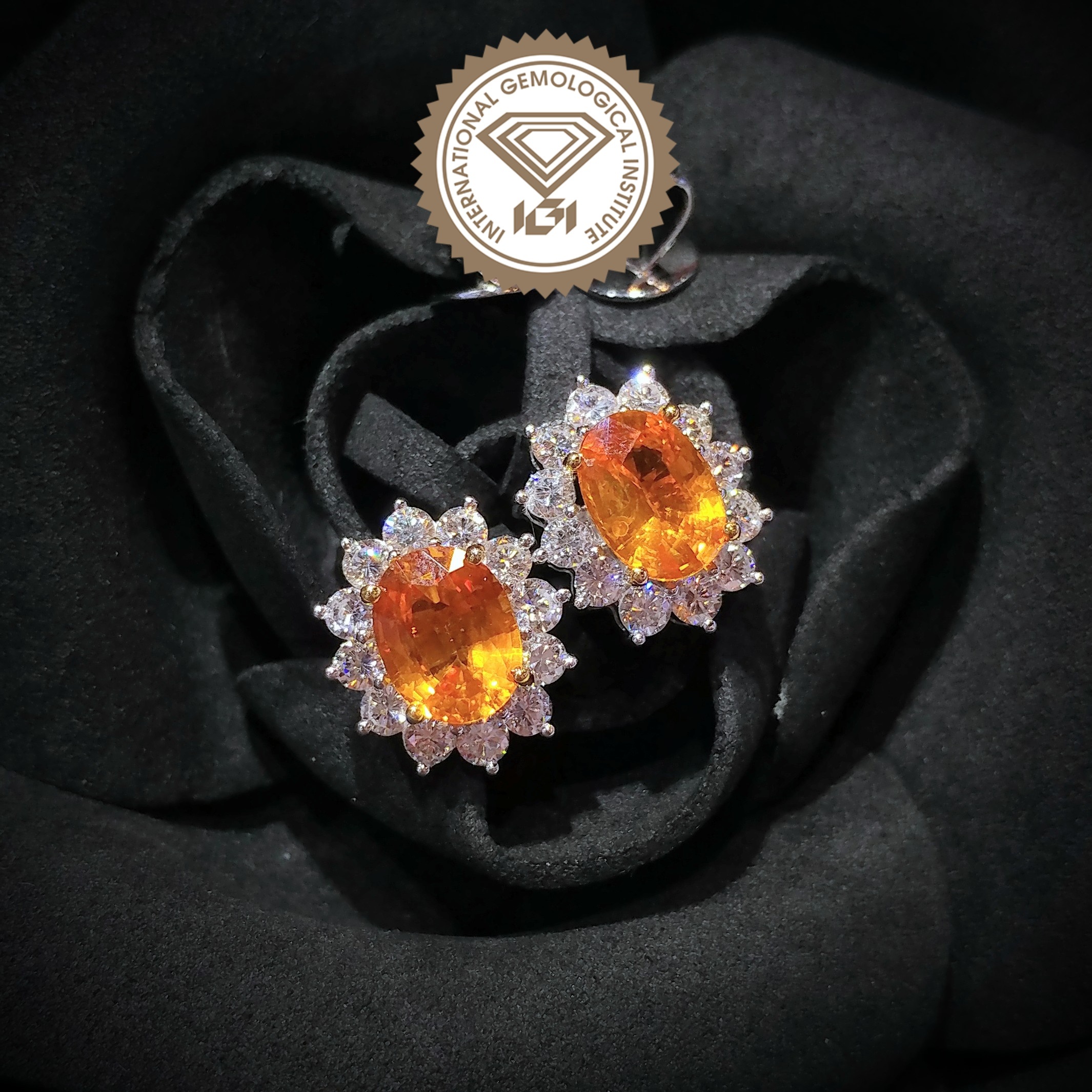 18K White Gold 2.98ct Sapphire and Diamond Earring