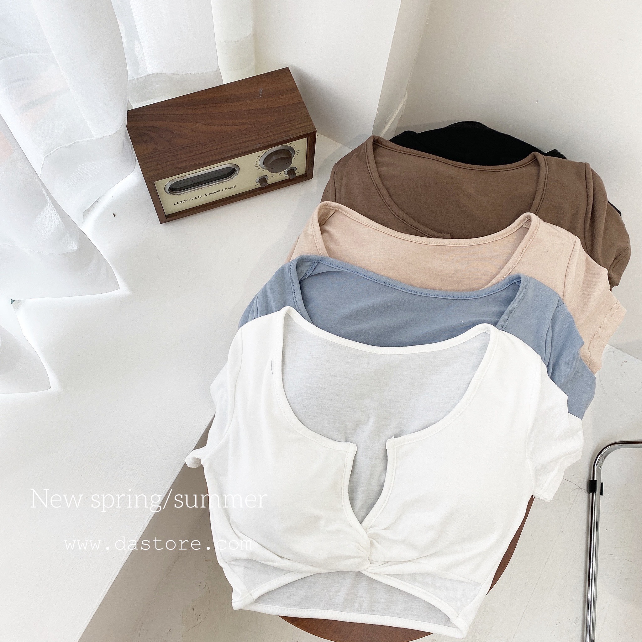 韓國扭結V領胸墊上衣/五色【C02260201】