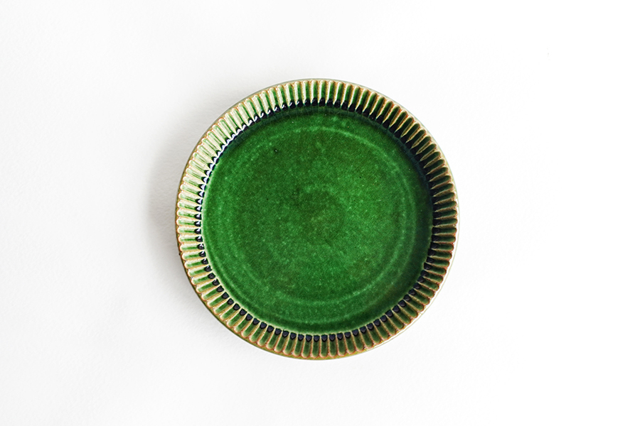 宋艸窯- 鎬派盤(中) 綠