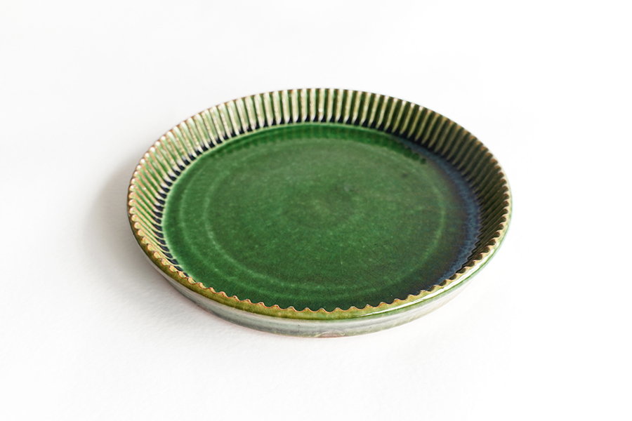 宋艸窯- 鎬派盤(中) 綠