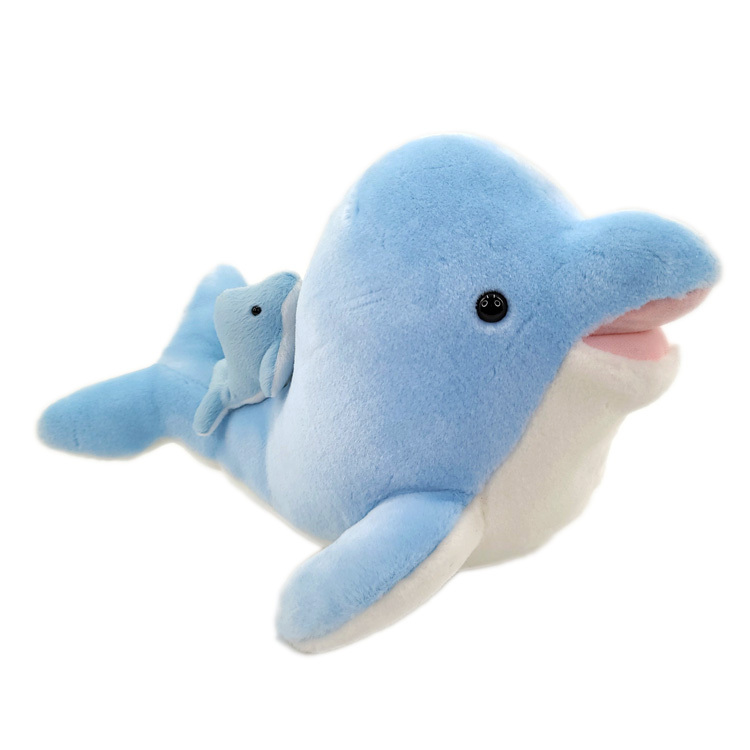 Blue Dolphin Plush With Baby