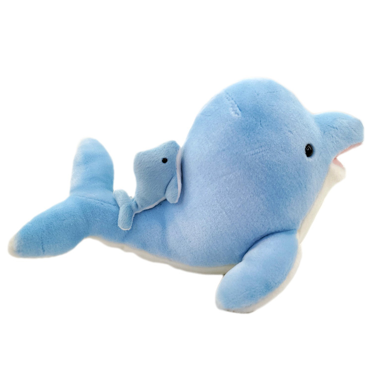 Blue Dolphin Plush with Baby