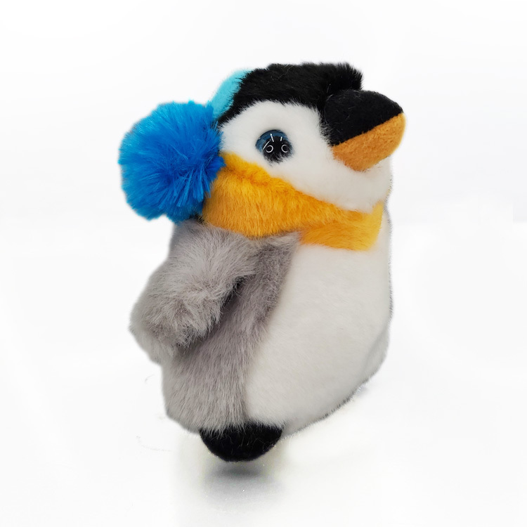 Blue Earmuffs King Penguin Plush Keychain