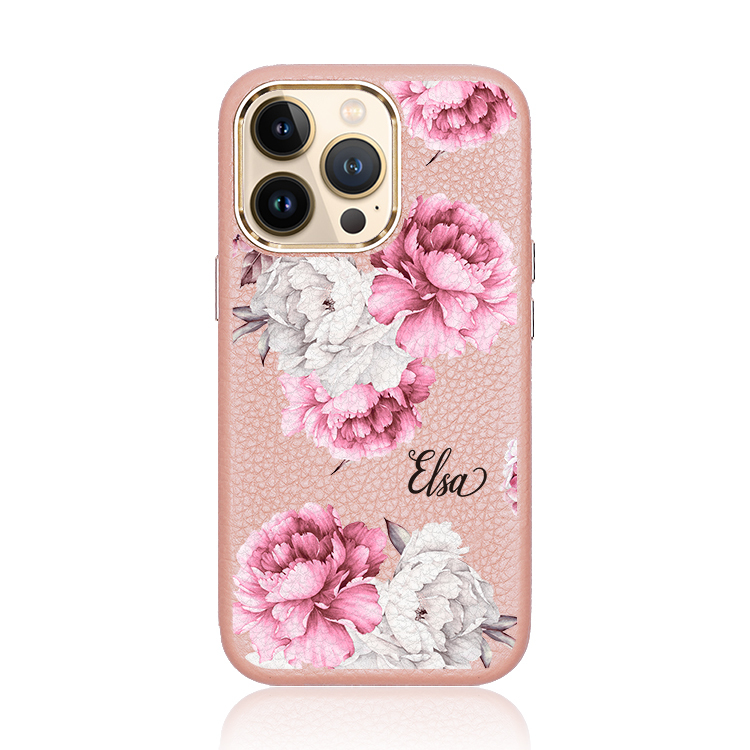 溫柔女孩 蜜荔殼 蜜荔粉皮革殼 - (訂製名字) iPhone客製化手機殼