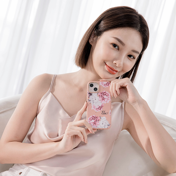 溫柔女孩 蜜荔殼 蜜荔粉皮革殼 - (訂製名字) iPhone客製化手機殼