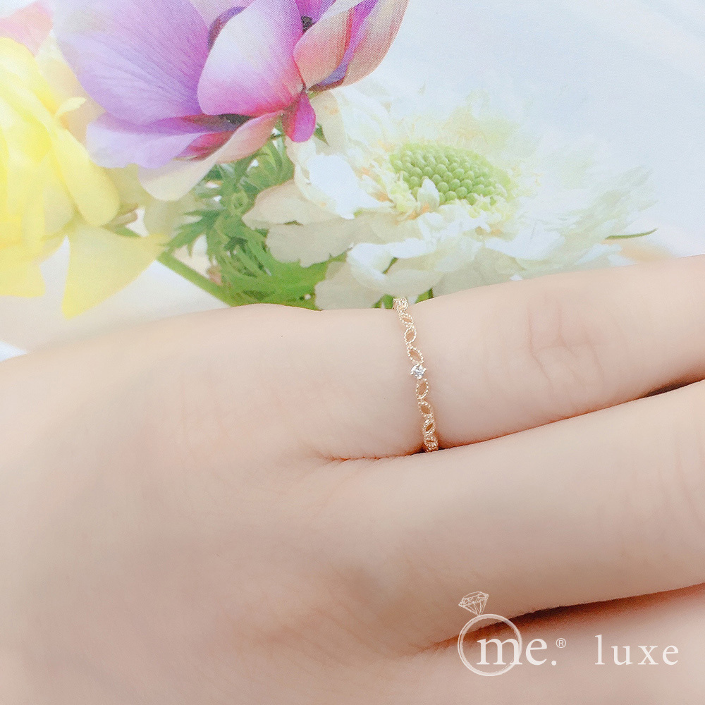 【me.luxe】K10櫻花葉鑽石戒