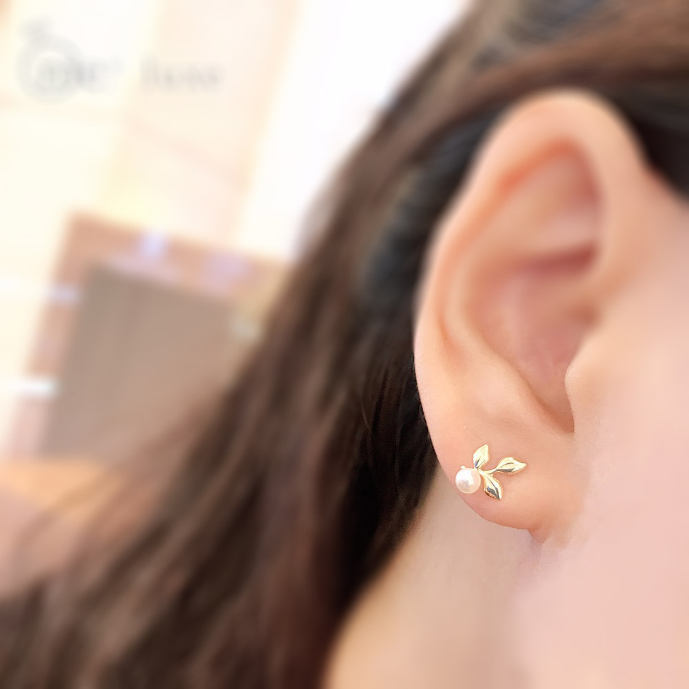 【me.luxe】K10紫藤葉珍珠耳環