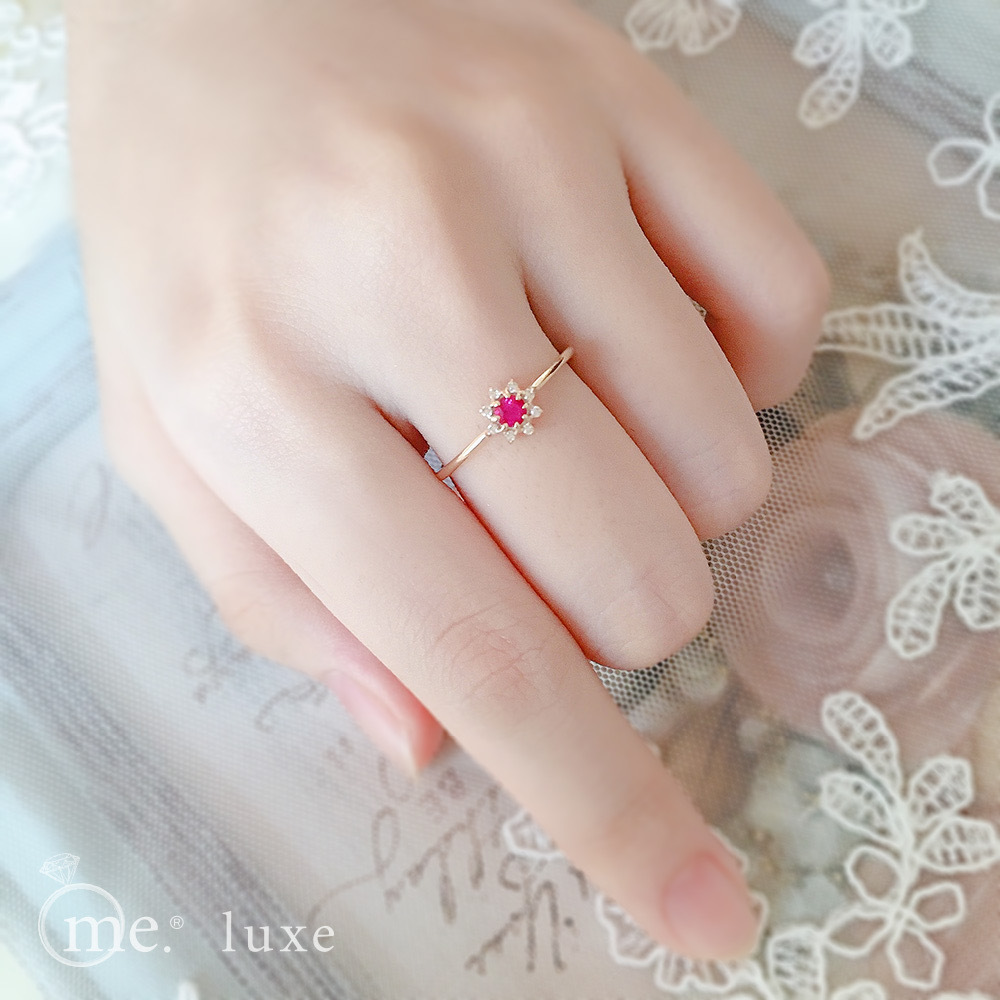 【me.luxe】K10紅寶石星星4分鑽戒