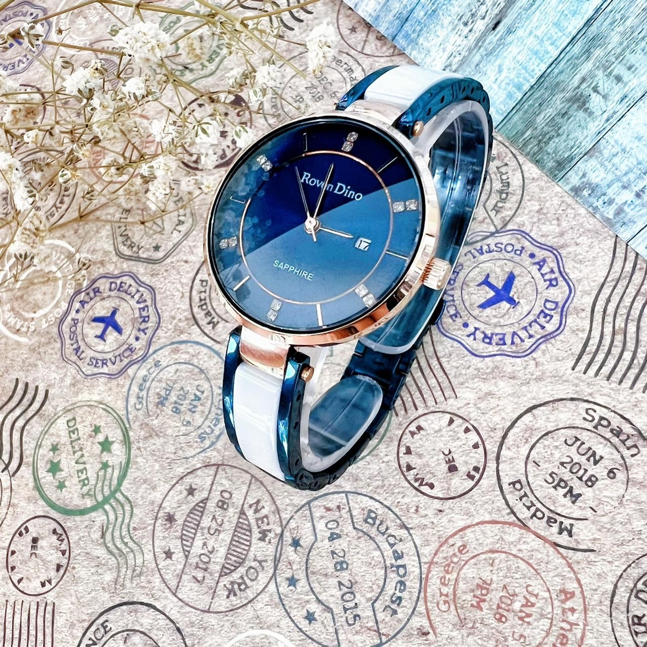 【Roven Dino羅梵迪諾】氣質女孩半陶瓷腕錶 RD778BU 31mm  現代鐘錶