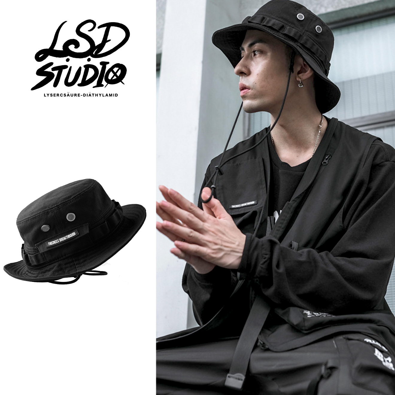 【HTOX001】重工風小口袋設計漁夫帽