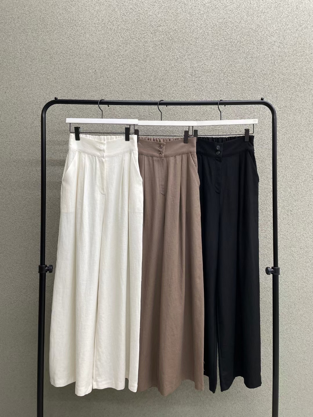 LBS024 後橡筋棉麻闊褲