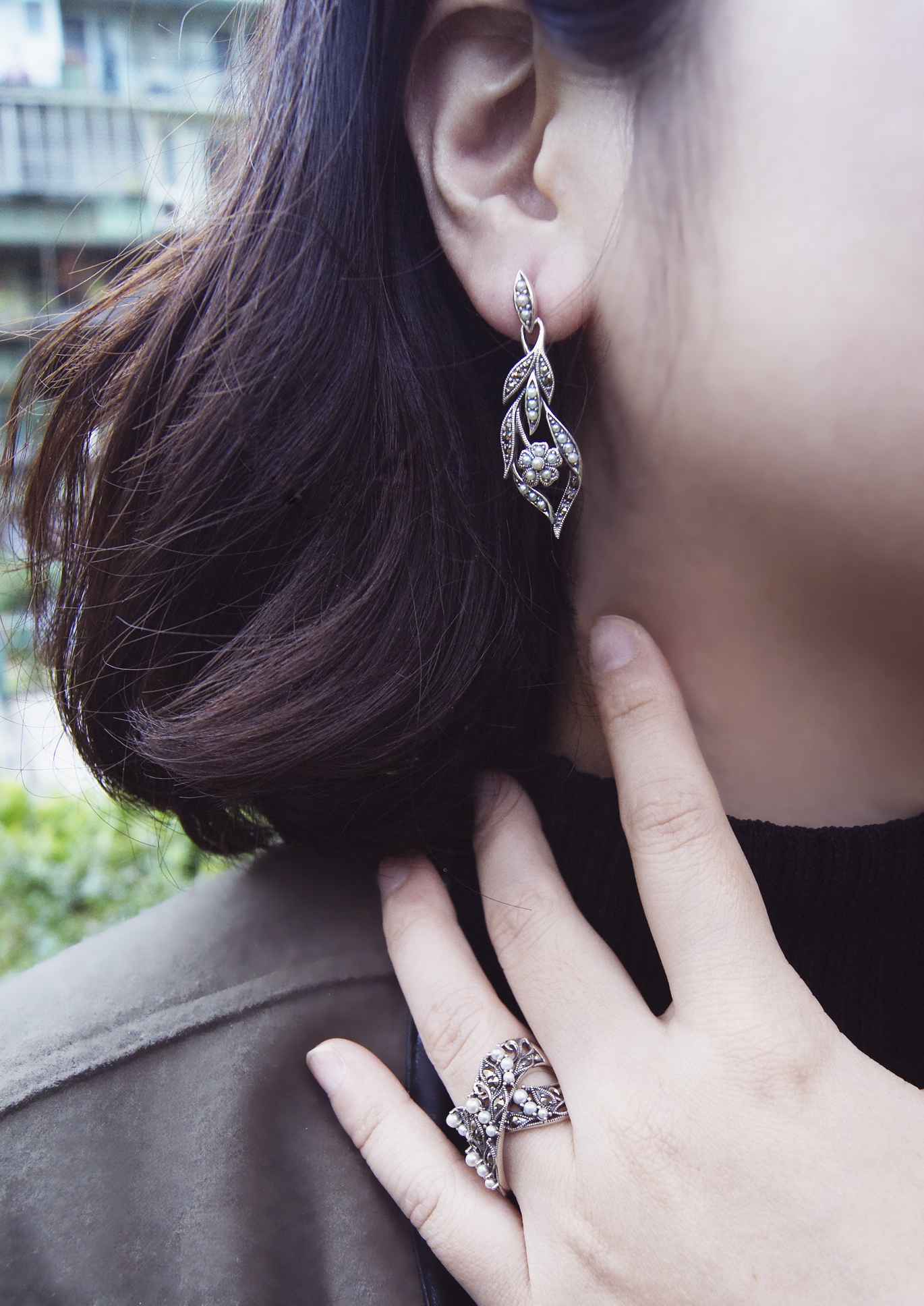 流線型花草耳環