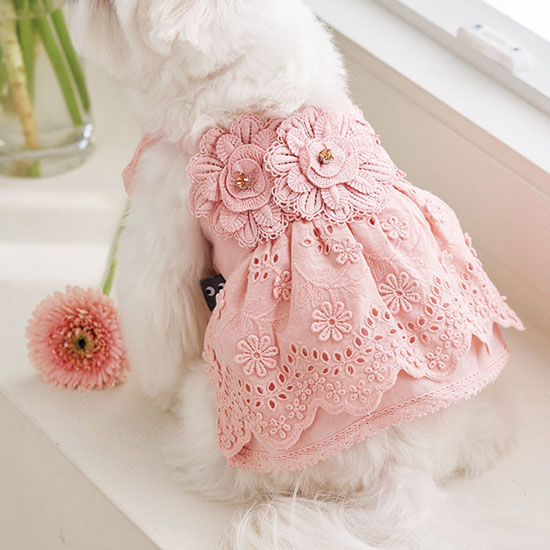 Blooming 亞麻蕾絲花朵裙-Peach 桃色-It’s sunny outside