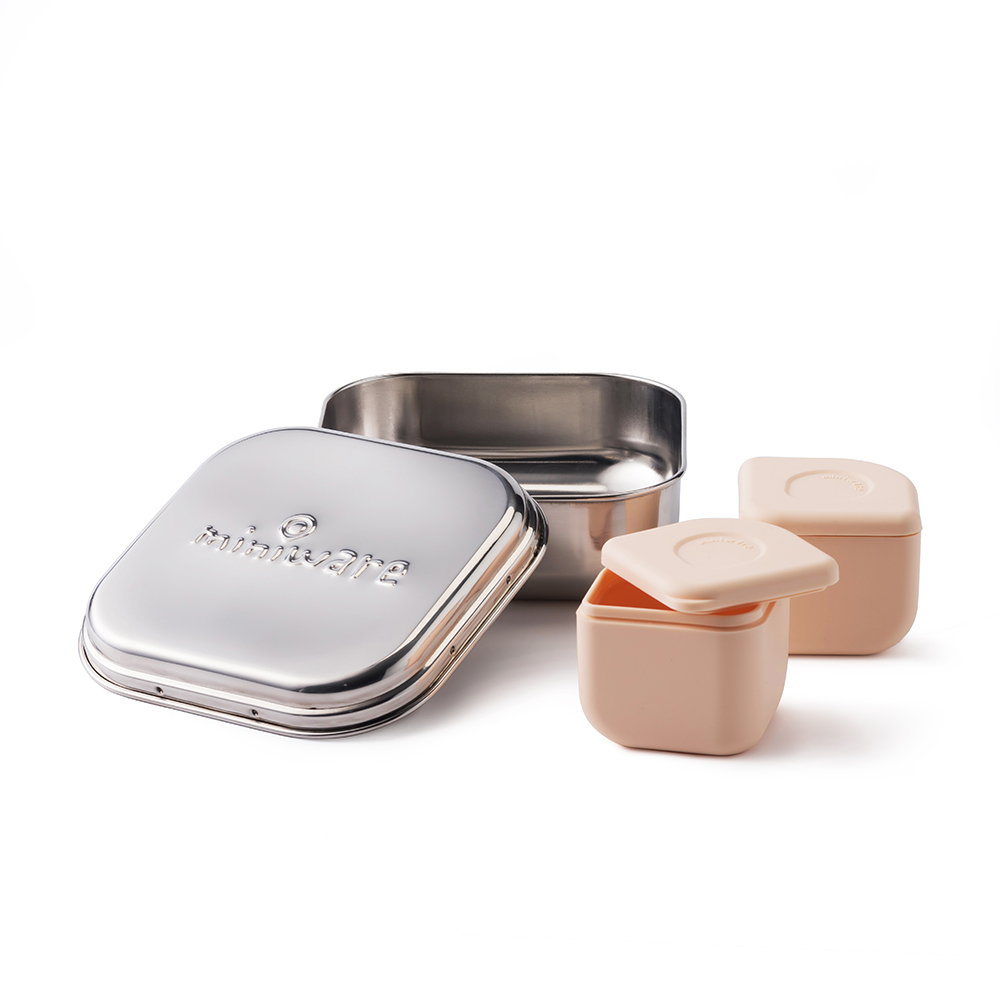 Miniware Grow Bento  +  2 Silipods - Chrome/Peach