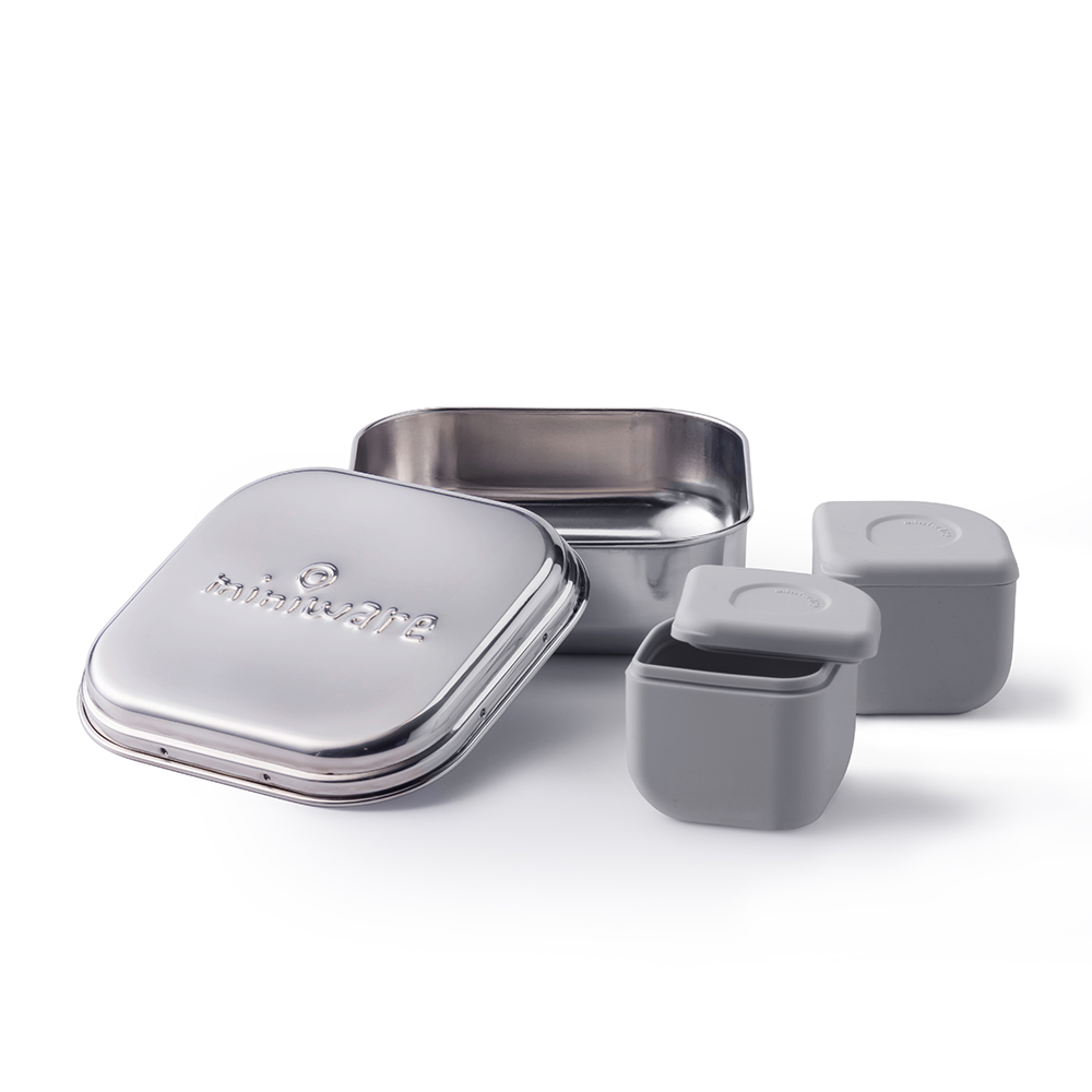 Miniware Grow Bento  +  2 Silipods - Chrome/Grey