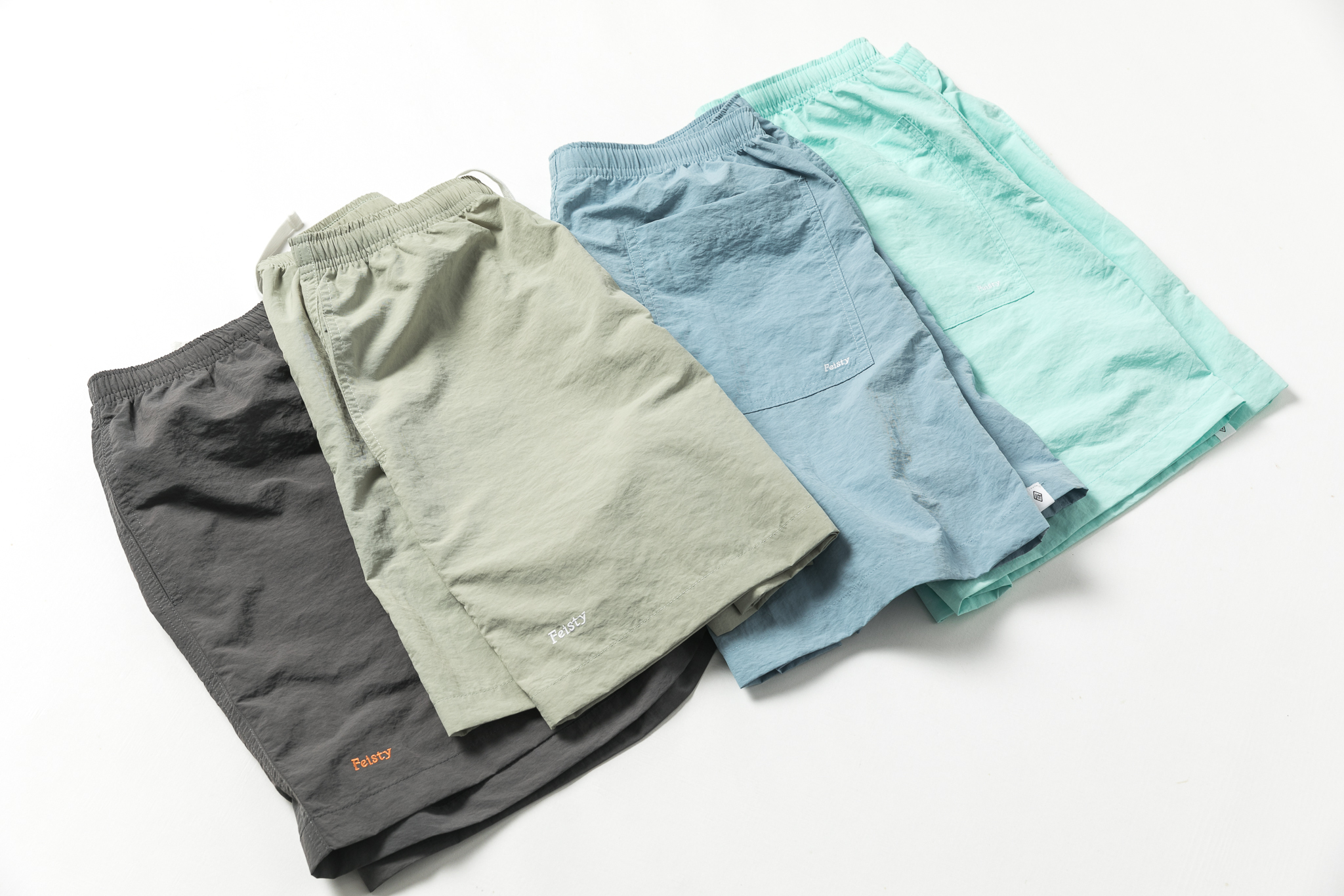 FEISTY 22SS LOGO RIVER SHORTS 尼龍膝上 短褲  湖水綠 灰藍 灰綠 鐵灰 男女款 FS-DS-02 03 04 05 [台灣現貨]