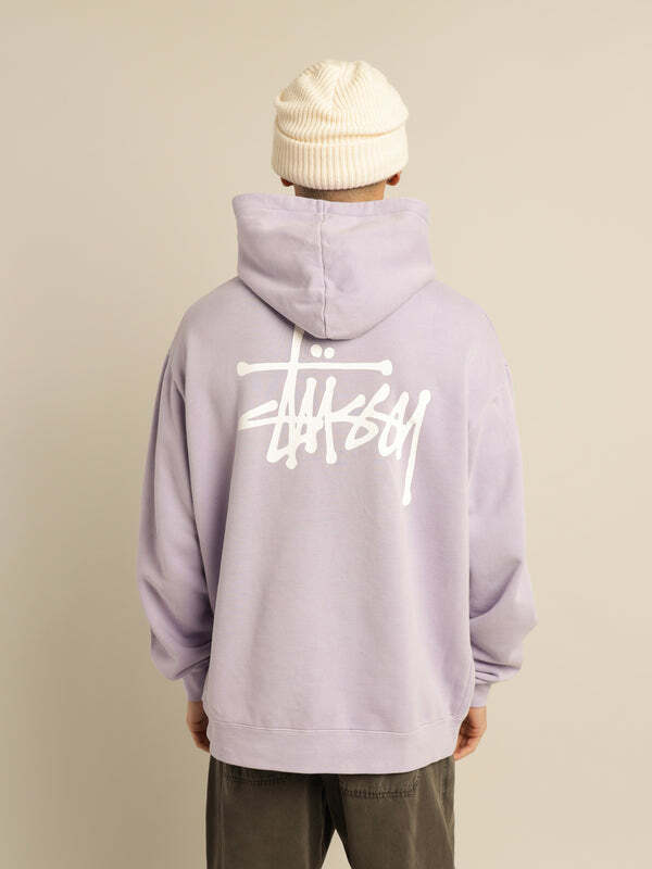 Stussy 背面LOGO 塗鴉 帽T 薰衣草紫