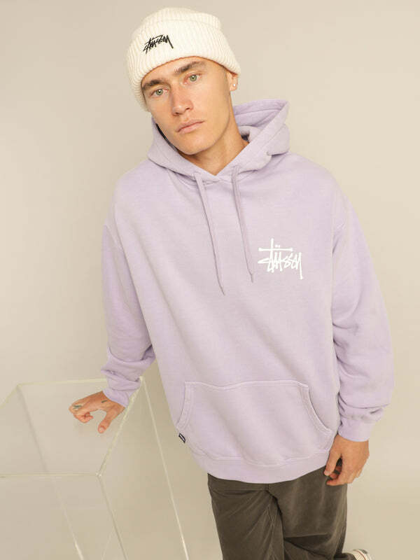 Stussy 背面LOGO 塗鴉 帽T 薰衣草紫