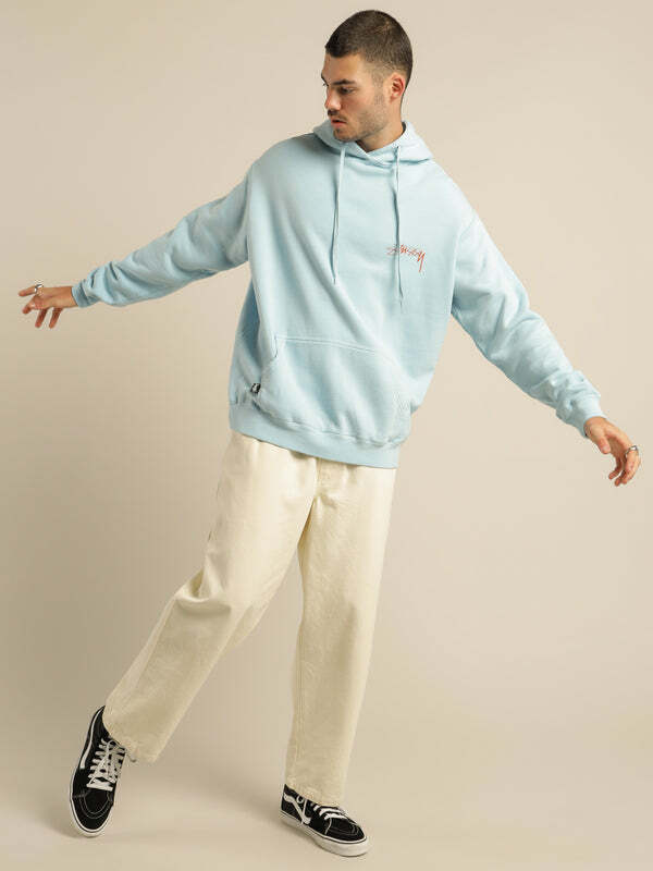 Stussy 背面大字LOGO 帽T 水洗藍色