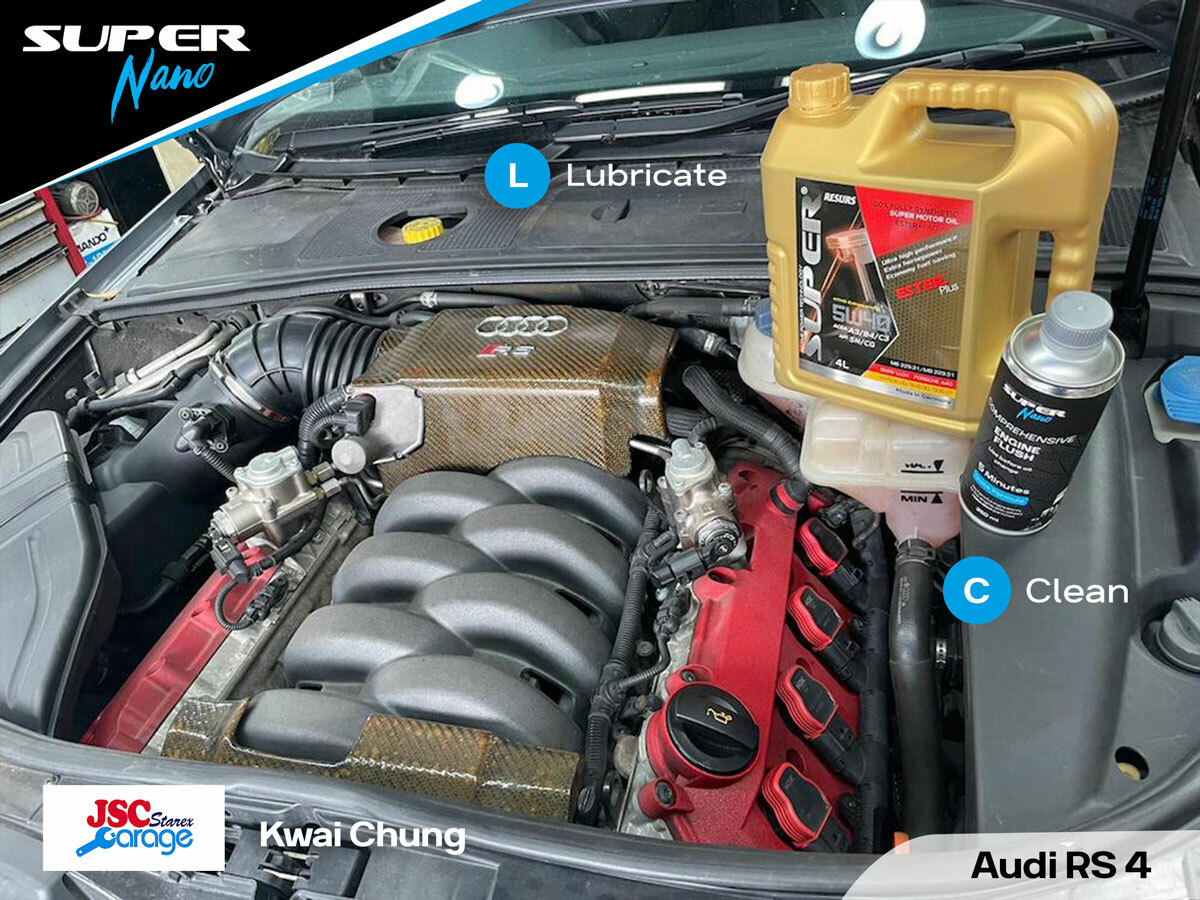 Audi RS 4 Professional Oil Service Package – Lubricate, Restore & Protect engine + Car Disinfection