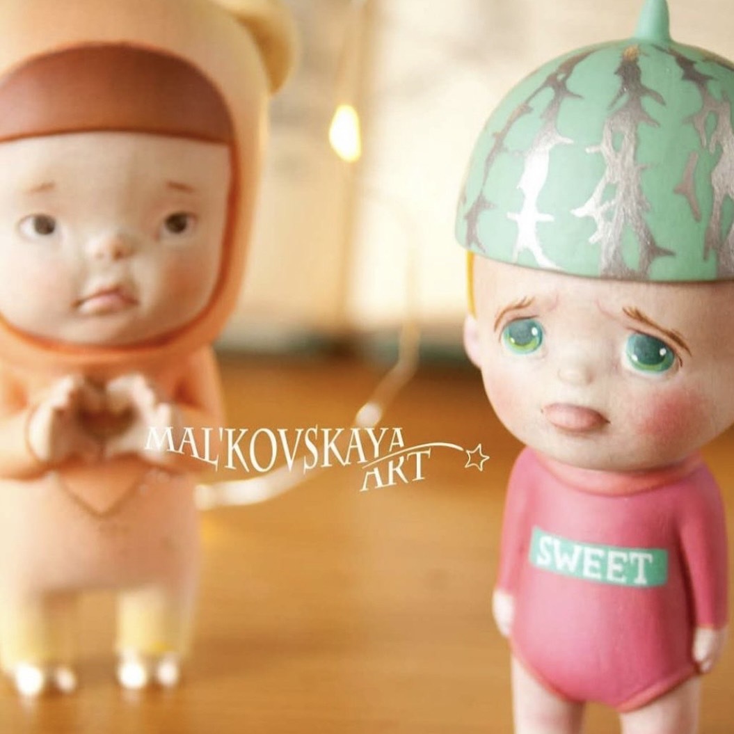 Malkovskaya 手工木雕作品 Golden wooden bear 比心寶寶 / 小西瓜 Senya 現貨