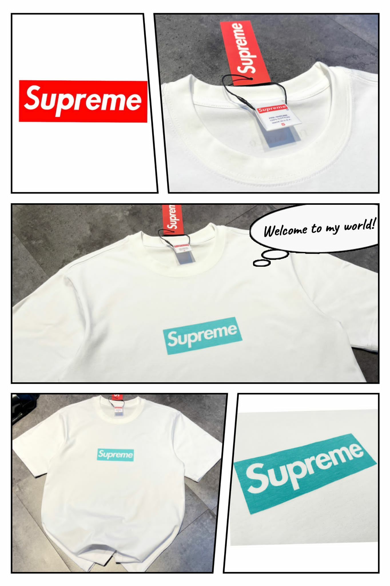 Supreme✖️Tiffany co box logo聯名款經典logo印花短袖T恤