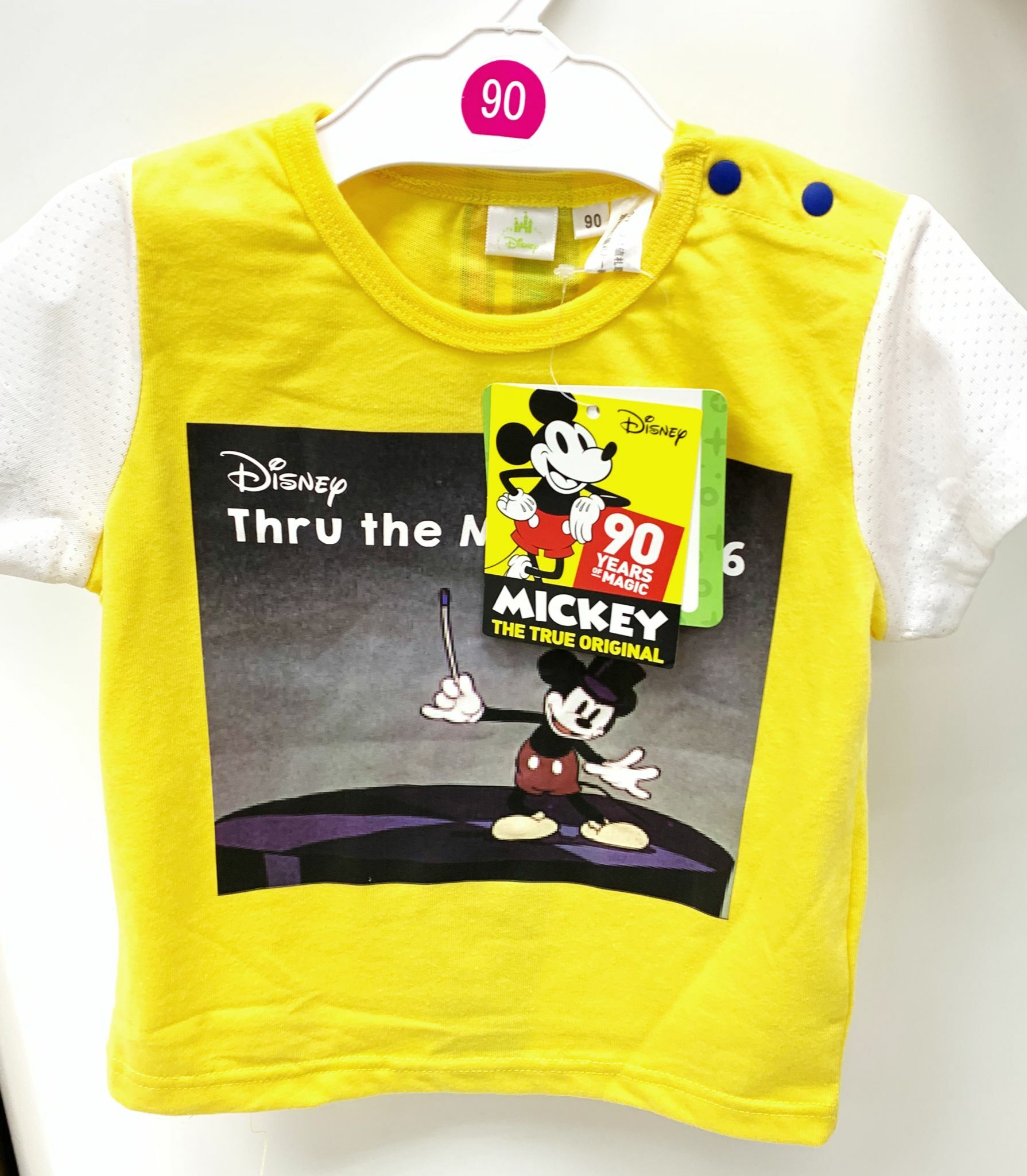 清貨優惠 迪士尼Mickey Mouse 90th 短袖T恤 黃色 80,90,95,130碼