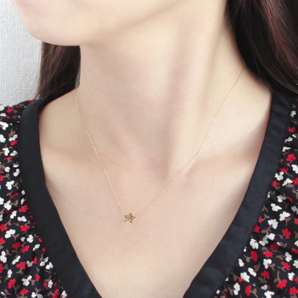 【me.luxe】K10黃K3分星鑽石鍊