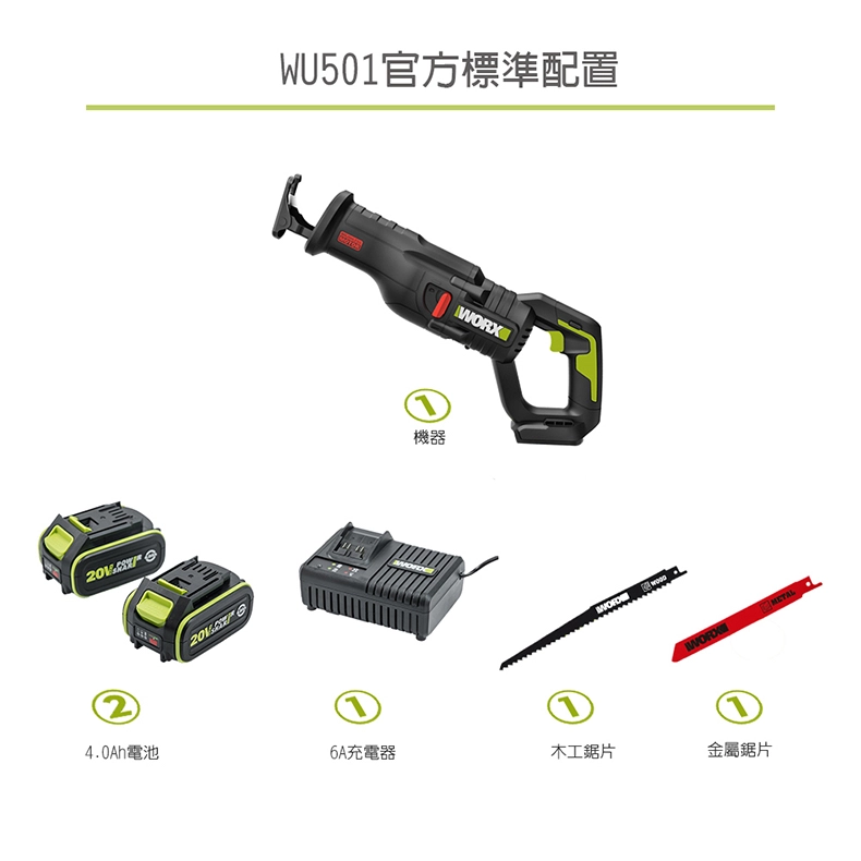 威克士｜WU501 鋰電無刷軍刀鋸（29mm）