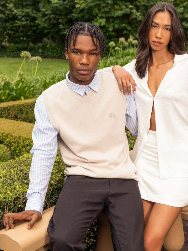 Stussy 針織背心 淡奶油色 男