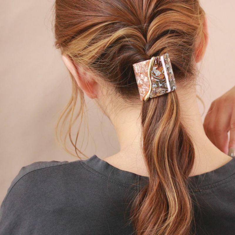 日本大理石紋拼色髮圈插