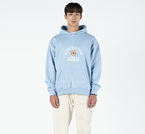ACME DE LA VIE TEDDY BEAR 泰迪熊 帽T 長袖 天空藍 ADLV-21FW-HDATBD-SBL