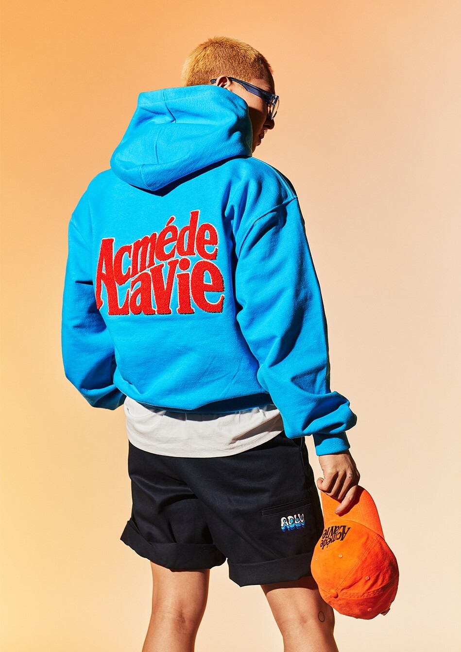 ACME DE LA VIE BOUCLE 大LOGO 刺繡 帽T 長袖 藍色 ADLV-22SS-HDBCEP-SBL