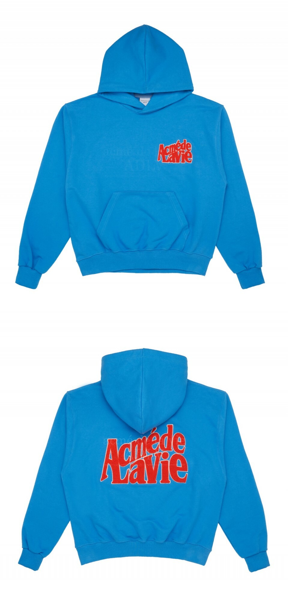 ACME DE LA VIE BOUCLE 大LOGO 刺繡 帽T 長袖 藍色 ADLV-22SS-HDBCEP-SBL