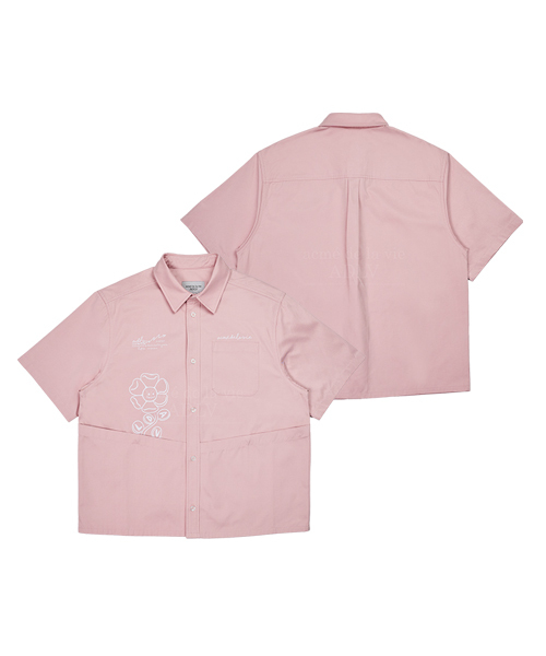 ACME DE LA VIE BCROP LAYERING 口袋 短袖 襯衫 粉紅 ADLV-22SS-SHCRLP-PNK
