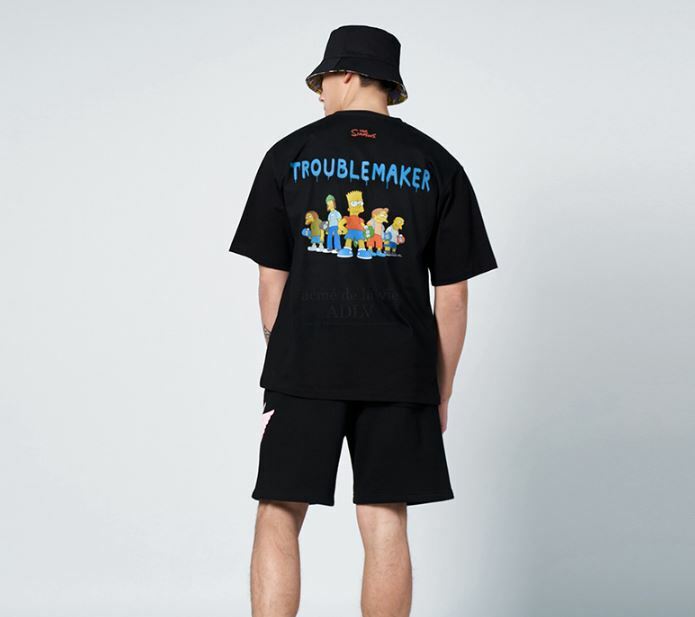 ACME DE LA VIE 辛普森聯名 塗鴉 圖案 短袖 短T 黑 ADLV-21SS-SSSPGB-BLK