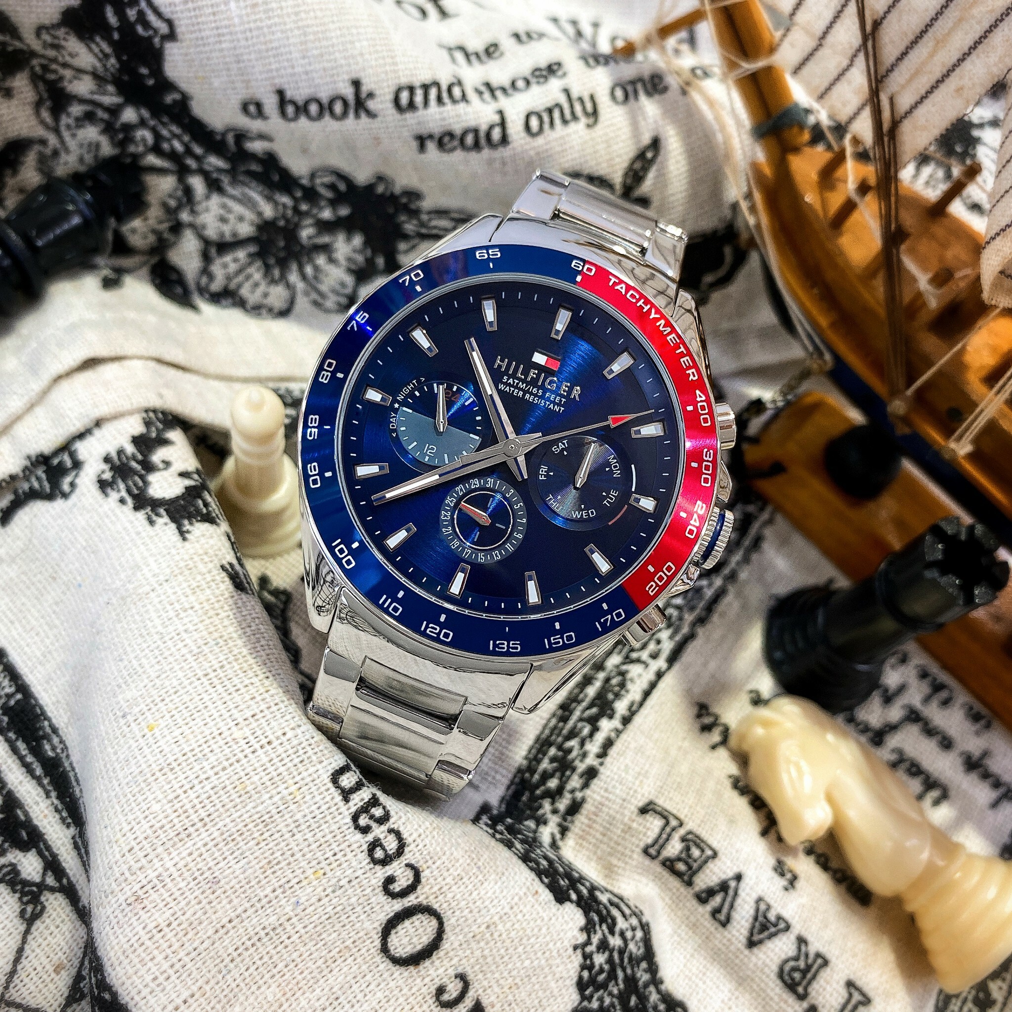 【Tommy Hilfiger】美式休閒三環不鏽鋼腕錶 1791968 46mm  現代鐘錶