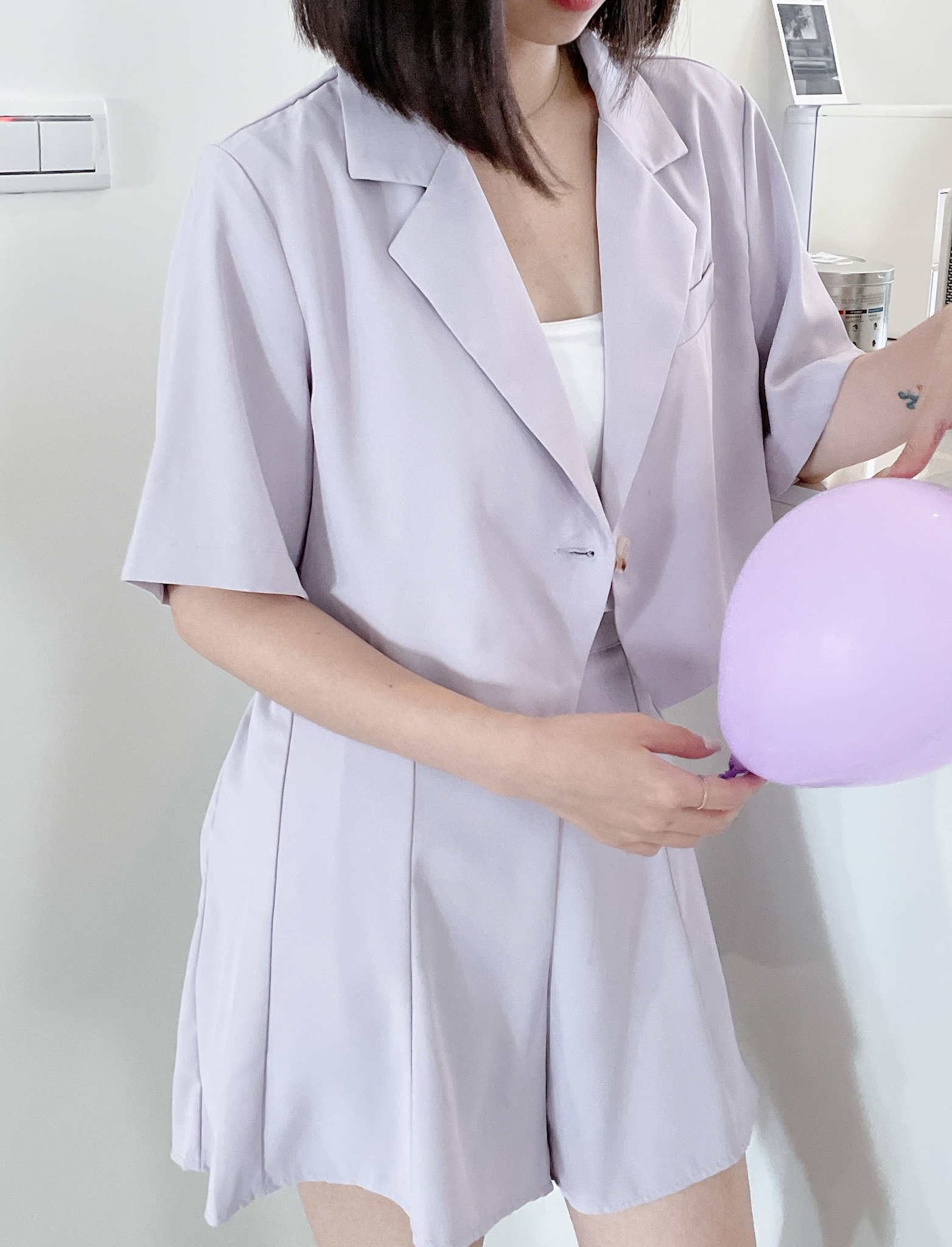 現貨🚚知性韓妞繽紛糖果色質感西裝套裝(外套+短褲)💕共5色