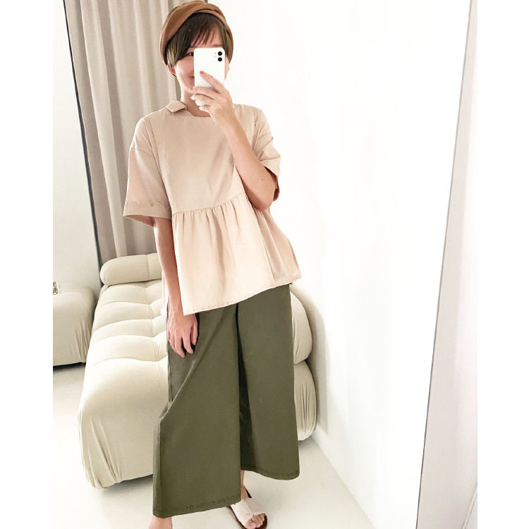 花珊瑚V口上衣-珊粉