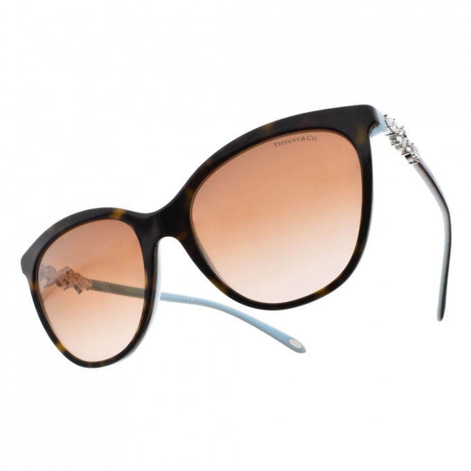 【Tiffany&CO.】TF4131HB (二色) 璀璨小花晶鑽 貓眼框太陽眼鏡